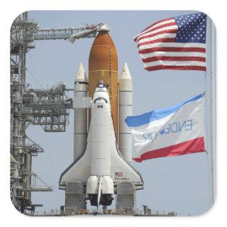 Space Shuttle Endeavour on the launch pad 3 Square Sticker