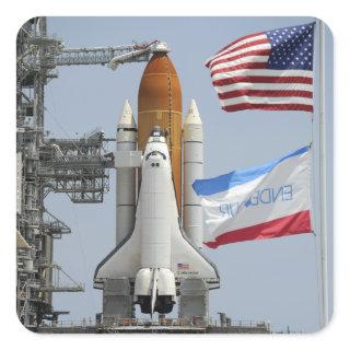 Space Shuttle Endeavour on the launch pad 3 Square Sticker