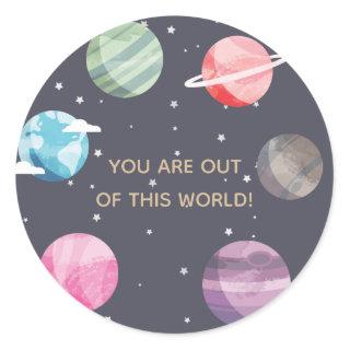 Space Themed Birthday Party Round Stickers