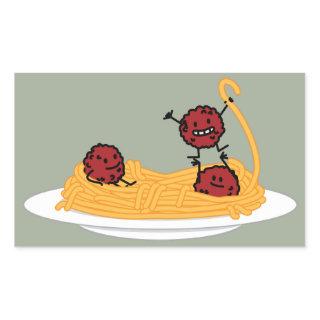 Spaghetti and meatballs pasta noodles Italian food Rectangular Sticker