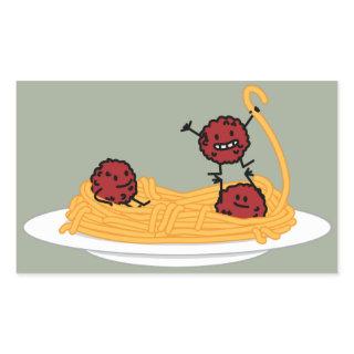 Spaghetti and meatballs pasta noodles Italian food Rectangular Sticker