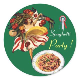 SPAGHETTI PARTY DANCE,ITALIAN KITCHEN AND TOMATOES CLASSIC ROUND STICKER