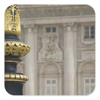Spain, Madrid. Royal Palace, ornate gilded lamp Square Sticker
