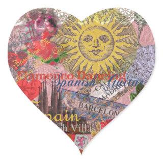 Spain Sunshine Spanish Travel Art Heart Sticker