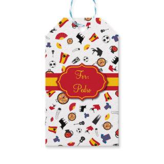 Spanish items with flag to add names gift tags