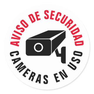 Spanish Language Camera Security Notice Warning Classic Round Sticker
