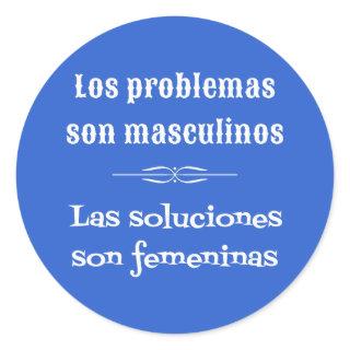 Spanish language learning grammar quote blue classic round sticker