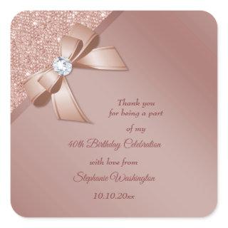 Sparkles & Rose Gold Glamour Birthday Party Square Sticker