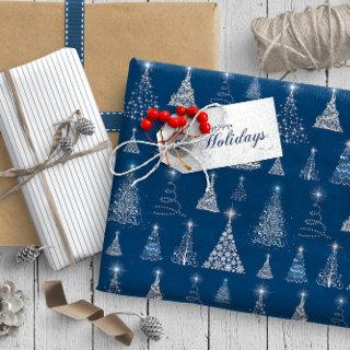 Sparkling Christmas Trees Pattern Blue ID844