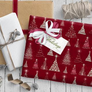 Sparkling Christmas Trees Pattern Red ID844