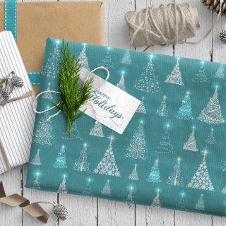 Sparkling Christmas Trees Pattern Teal ID844