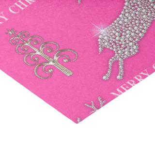 Sparkling Diamonds Reindeer on Pink Christmas Tissue Paper
