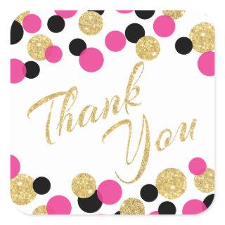 Sparkling Glitter Confetti | Thank You Square Sticker