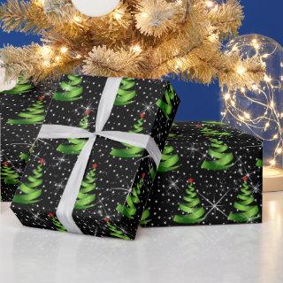 Sparkling Green Ribbon Christmas Trees