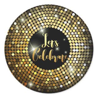 Sparkling Lights Gold Glitter Night Party Classic Round Sticker