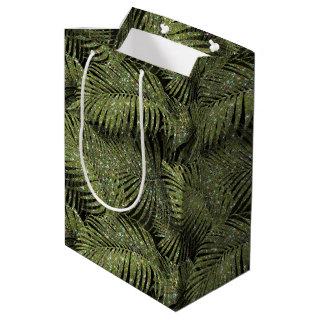 Sparkling Palm Leaves Pattern Green ID831 Medium Gift Bag