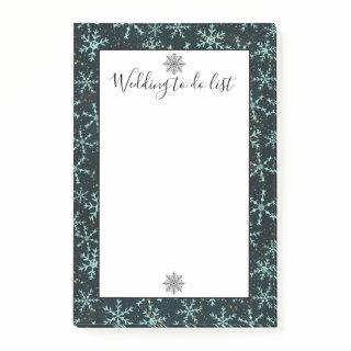 Sparkling Snowflakes White Blue Wedding To Do List Post-it Notes