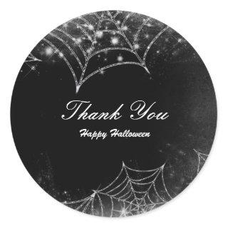 Sparkling Spiderwebs Halloween Party Favor Classic Round Sticker