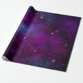 Sparkling Stars on Deep Purple Space Background