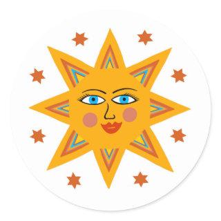 Sparkling Sun Cute Colorful & Fun Classic Round Sticker