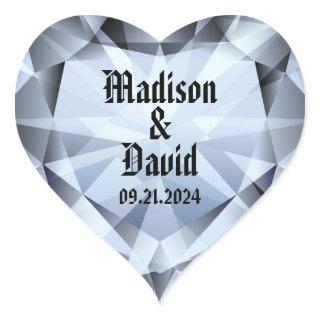 Sparkling White Diamond Wedding Heart Sticker