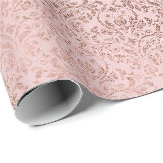Sparkly Diamonds Blush Damask Pink Rose Gold