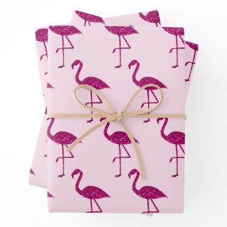 Sparkly flamingo glitter pattern pink  sheets