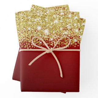 Sparkly Gold Glitter Royal Dark Red Ombre Faux   Sheets