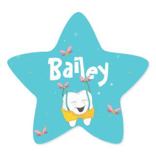 Sparkly Magical Fairy Wings Flying Tooth Blue Star Sticker