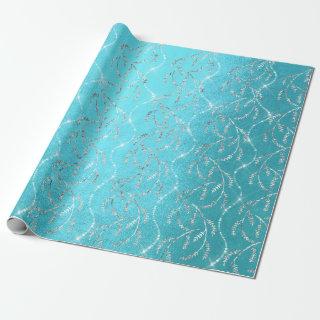 Sparkly Ocean Laurel Floral Silver Diamonds