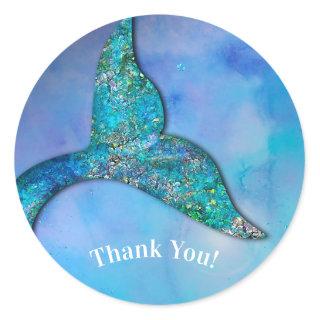 Sparkly Ocean Mermaid Fin Tail Birthday Party Classic Round Sticker