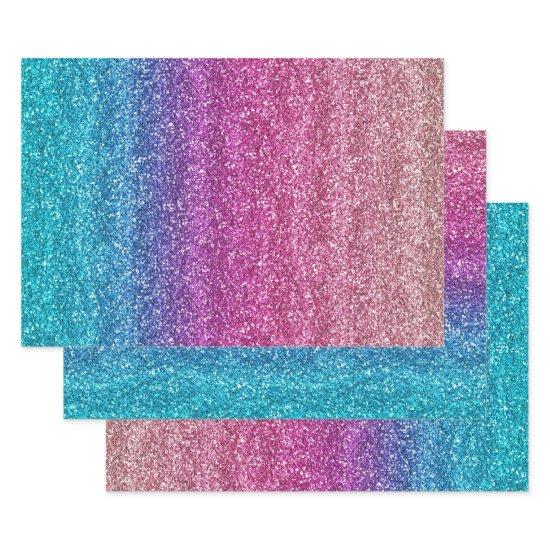 Sparkly Pink and Blue Gradient Glitter  Sheets