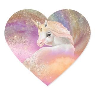 Sparkly Rainbow Universe Unicorn Heart Sticker