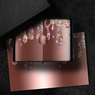 Sparkly Rose Gold Drip | Diamond Glitter on Sateen Tissue Paper