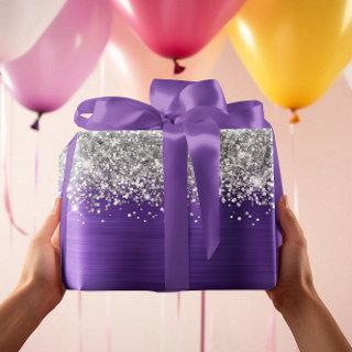 Sparkly Silver Glitter Amethyst Purple Faux Foil  Sheets