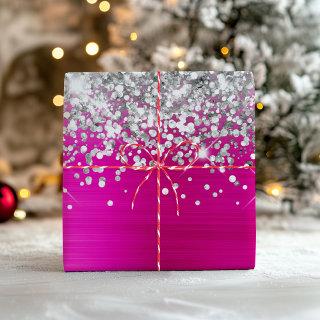 Sparkly Silver Glitter Hot Pink Faux Foil  Sheets