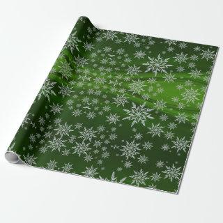 Sparkly Silver Snowflakes on Green