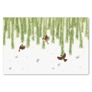Sparrows & Butterflies Under a Weeping Willow Tissue Paper
