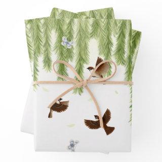 Sparrows & Butterflies Under a Weeping Willow  Sheets