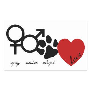 Spay-Neuter-Adopt-Love Rectangular Sticker