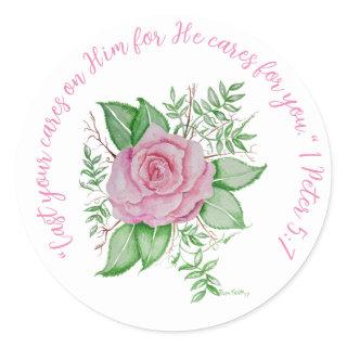 Speak Jesus PInk Rose Classic Round Sticker