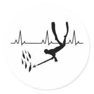 Spearfishing Spearfisher Fishing Heartbeat Pulse Classic Round Sticker