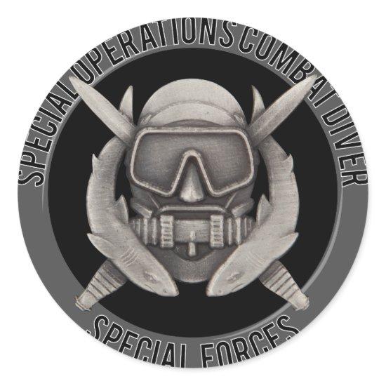 Spec Ops Diver Classic Round Sticker