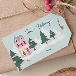 Special Delivery Christmas Town & Trees To & From Gift Tags