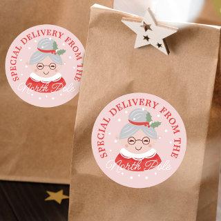 Special Delivery From The North Pole Mrs. Claus Classic Round Sticker