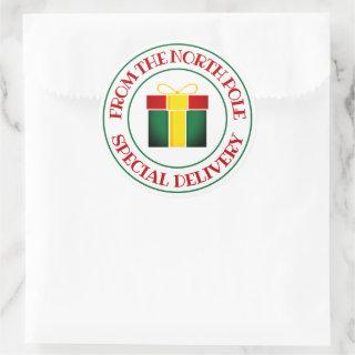 Special delivery from the North Pole round sticker