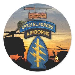 Special forces Green Berets veterans vets sf sof Classic Round Sticker
