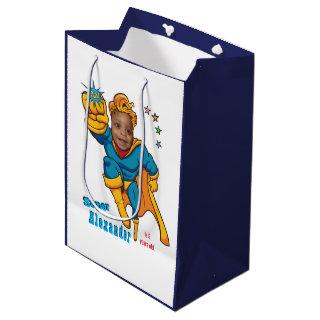 Special Superhero Amazing Flying Photo Birthday  Medium Gift Bag