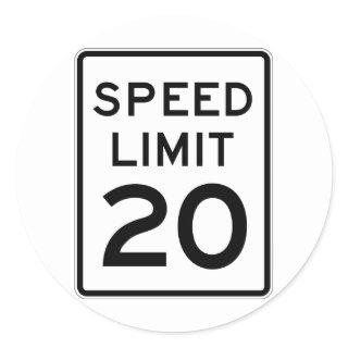 Speed Limit 20 Sreet Sign Classic Round Sticker