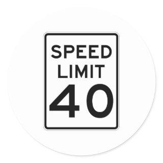 Speed Limit 40 MPH Sign Classic Round Sticker